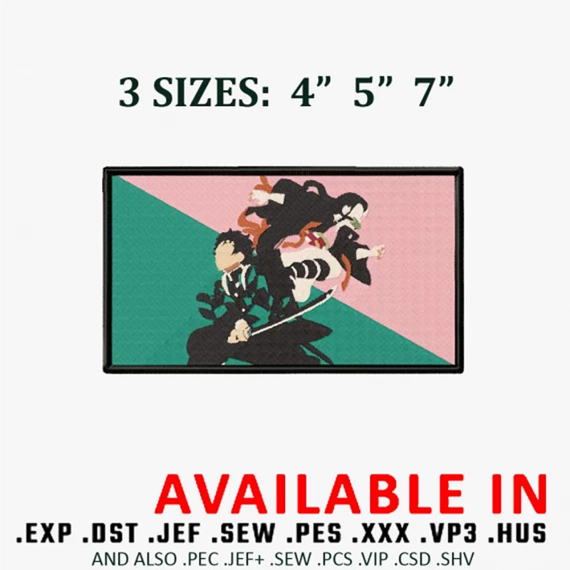 Tanjiro x nezuko Embroidery Design