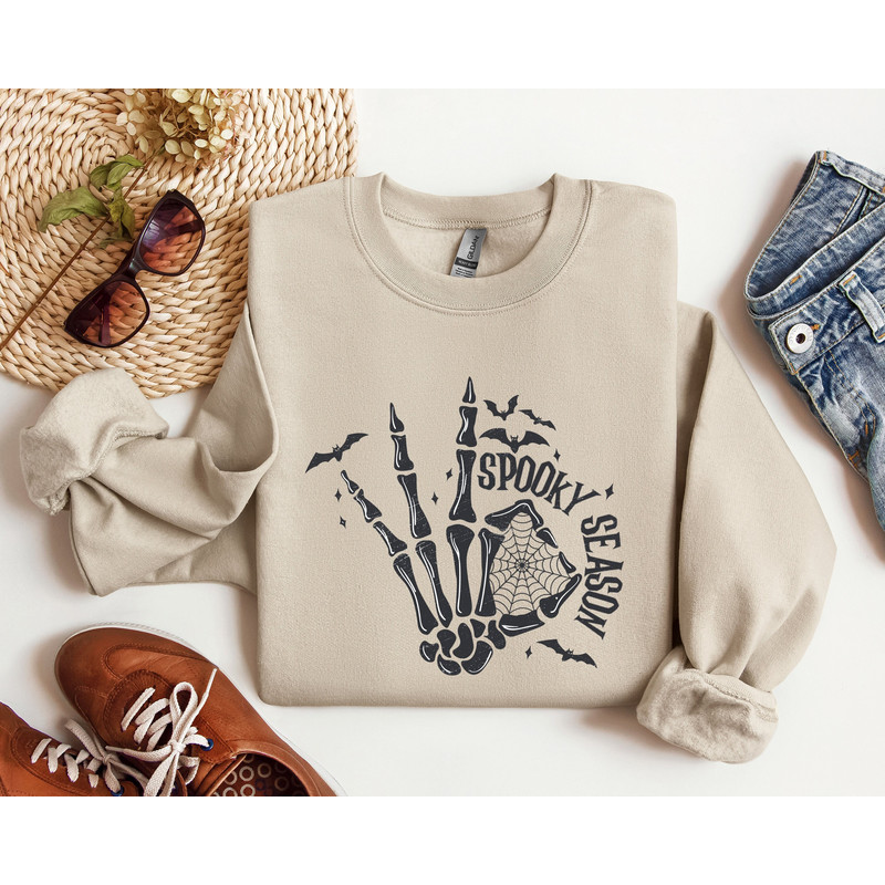 Spooky Season Sweatshirt, Spooky Season Shirt, Skeleton Hand Shirt, Scary Halloween Sweatshirt, Fall Vibes Shirt, Scary Halloween Shirt - 1.jpg