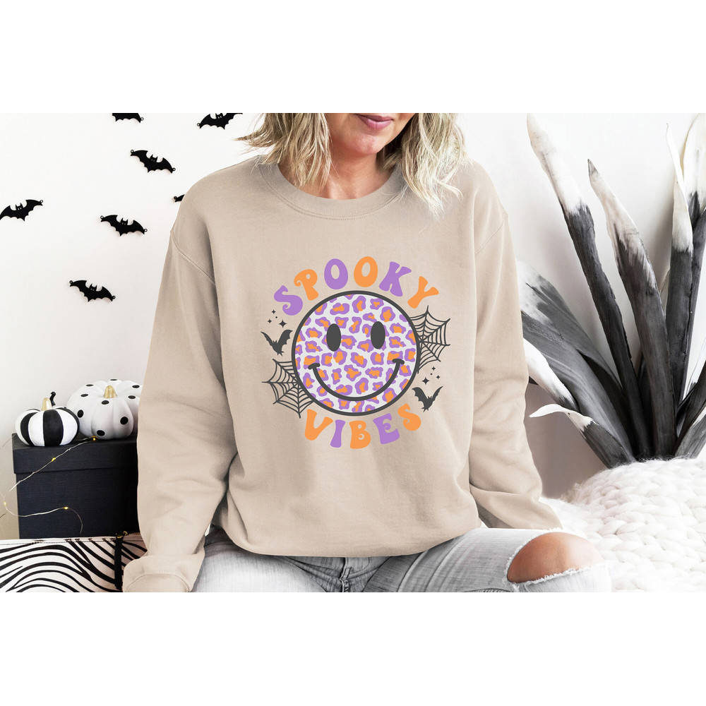 Spooky Vibes Shirt, Happy Face Shirt, Trick Or Treat Shirt, Funny Halloween Shirt, Spooky Shirt, Happy Halloween Shirt, Halloween Sweatshirt - 1.jpg