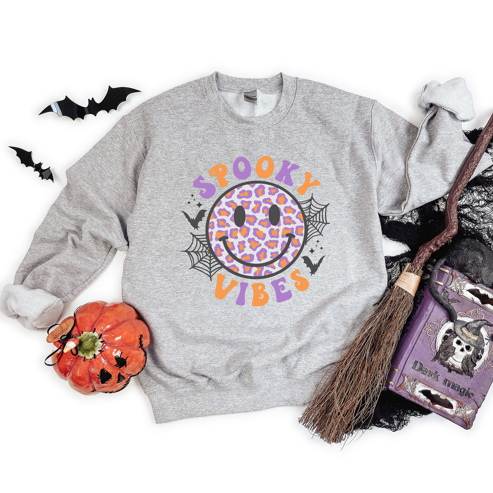 Spooky Vibes Shirt, Happy Face Shirt, Trick Or Treat Shirt, Funny Halloween Shirt, Spooky Shirt, Happy Halloween Shirt, Halloween Sweatshirt - 4.jpg