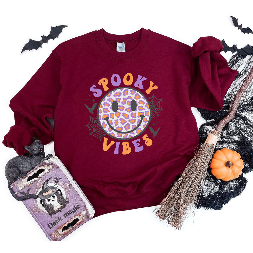 Spooky Vibes Shirt, Happy Face Shirt, Trick Or Treat Shirt, Funny Halloween Shirt, Spooky Shirt, Happy Halloween Shirt, Halloween Sweatshirt - 5.jpg