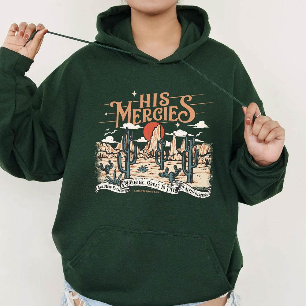 Boho Bible Verse Sweatshirt, Faith Based Shirt, Boho Christian Shirts, Trendy Christians Hoodie, Jesus His Mercies Are New Each Morning - 3.jpg