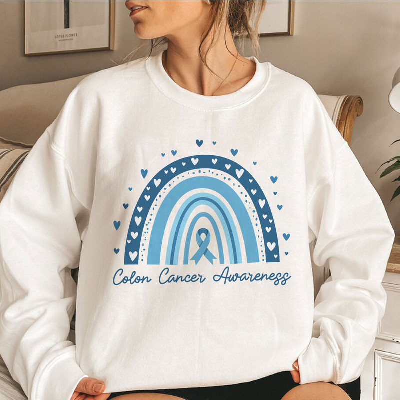 Colon Cancer Sweatshirt, Colon Cancer Ribbon,  Colon Cancer Gifts, Cancer Awareness Shirt, Blue Awareness Ribbon - 1.jpg