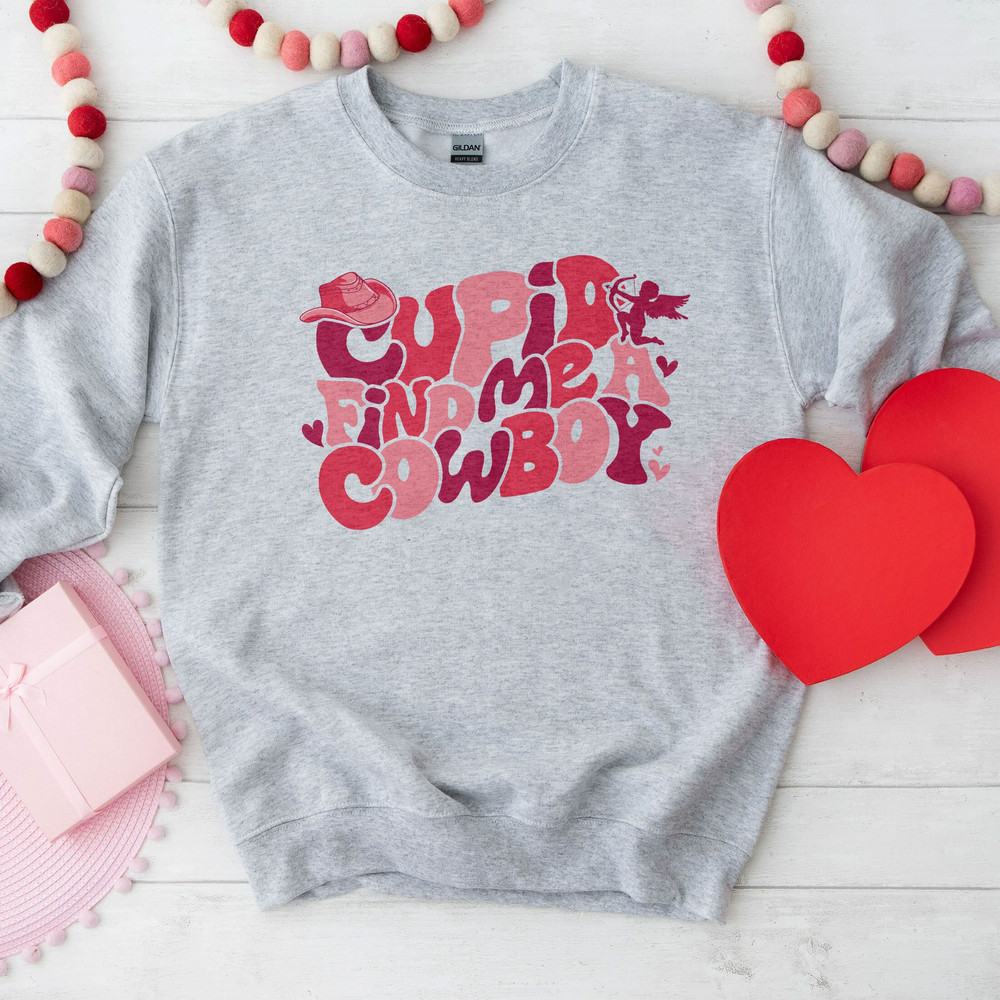 Cupid Find Me Cowboy Sweatshirt, Groovy Retro Cowgirl Shirt, Valentines Trending Shirt, Trendy womens Tshirt, Western Shirt - 5.jpg