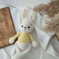 Plush bunny soft baby toy. Cute stuffed rabbit. Woodland animal. First birthday gift