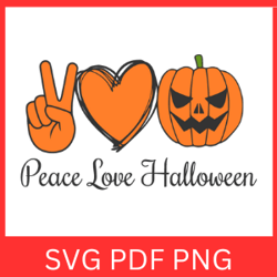peace love halloween svg, pumpkin face svg, funny halloween svg, skeleton, peace love svg, halloween design