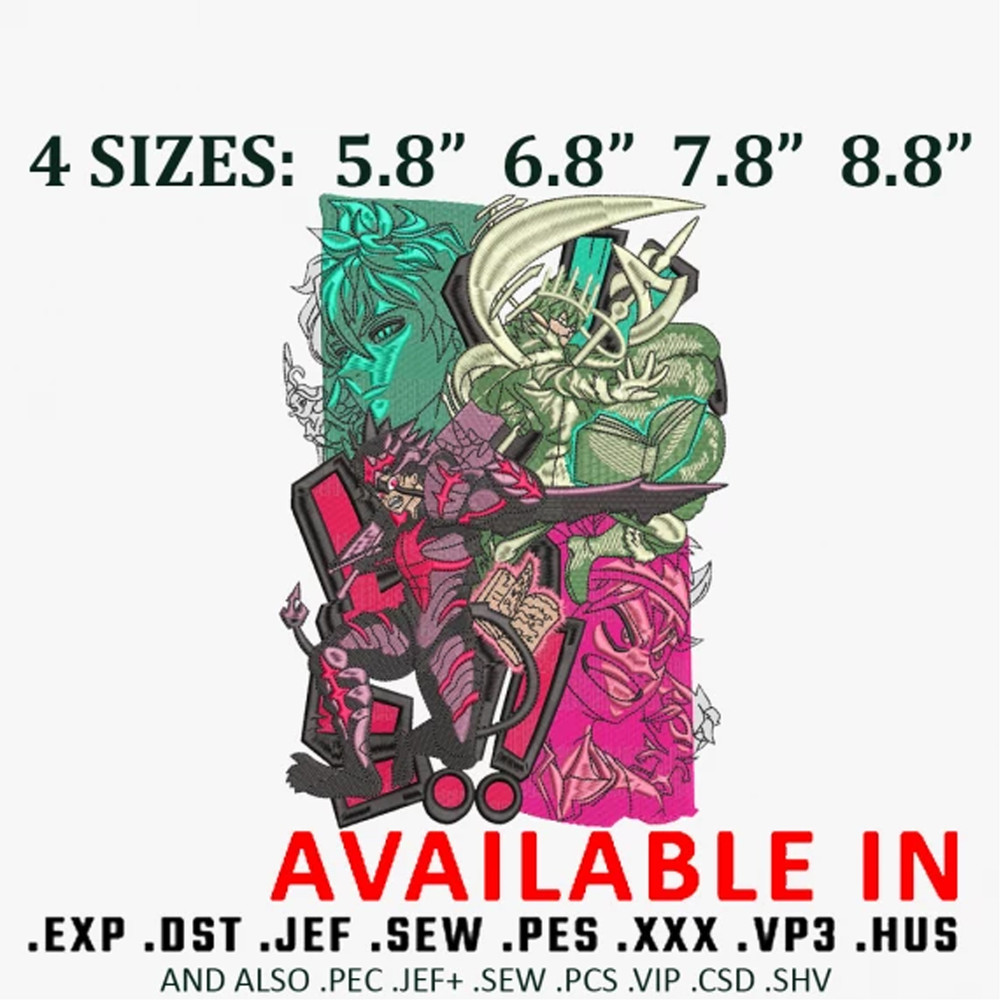 Black clover Anime Embroidery design