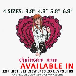 makima love embroidery design, chainsaw man embroidery design, embroidery shirt, anime design, instant download.