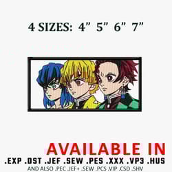 tanjiro friends embroidery design,embroidered shirt,anime design, demon slayer embroidery, anime shirt, digital download