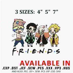 friends demon slayer embroidery design, embroidered shirt, anime design, anime embroidery, anime shirt, digital download