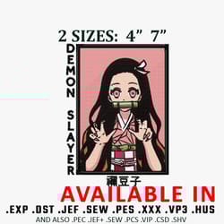 nezuko cute embroidery design, embroidered shirt, anime design, demon slayer embroidery, anime shirt, digital download