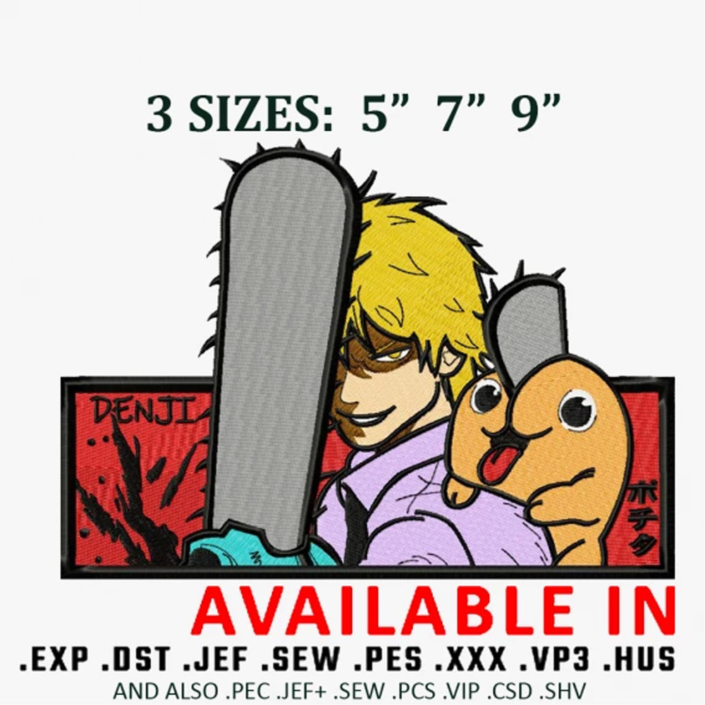 Denji x pochita Embroidery Design