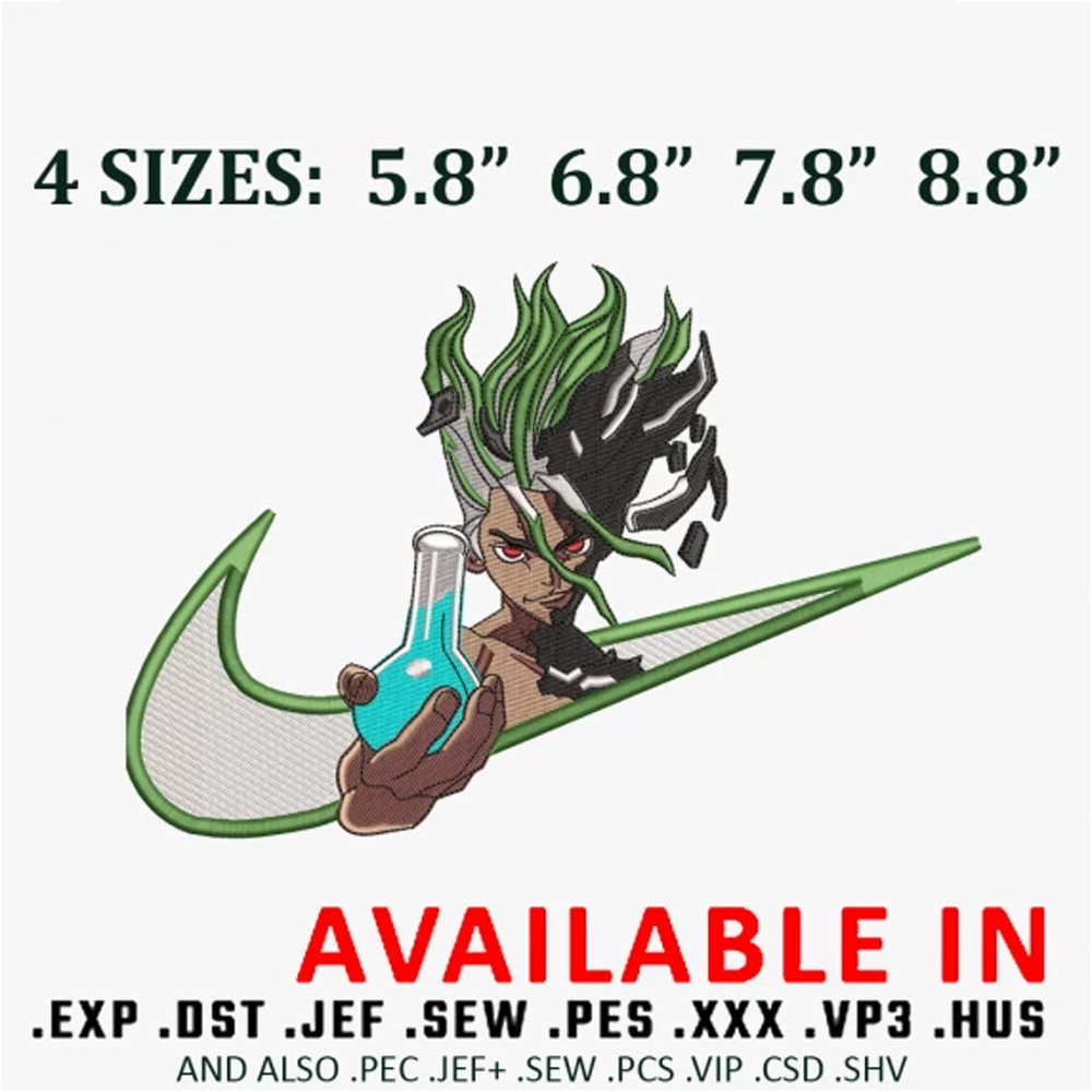 Dr stone x nike Embroidery Design