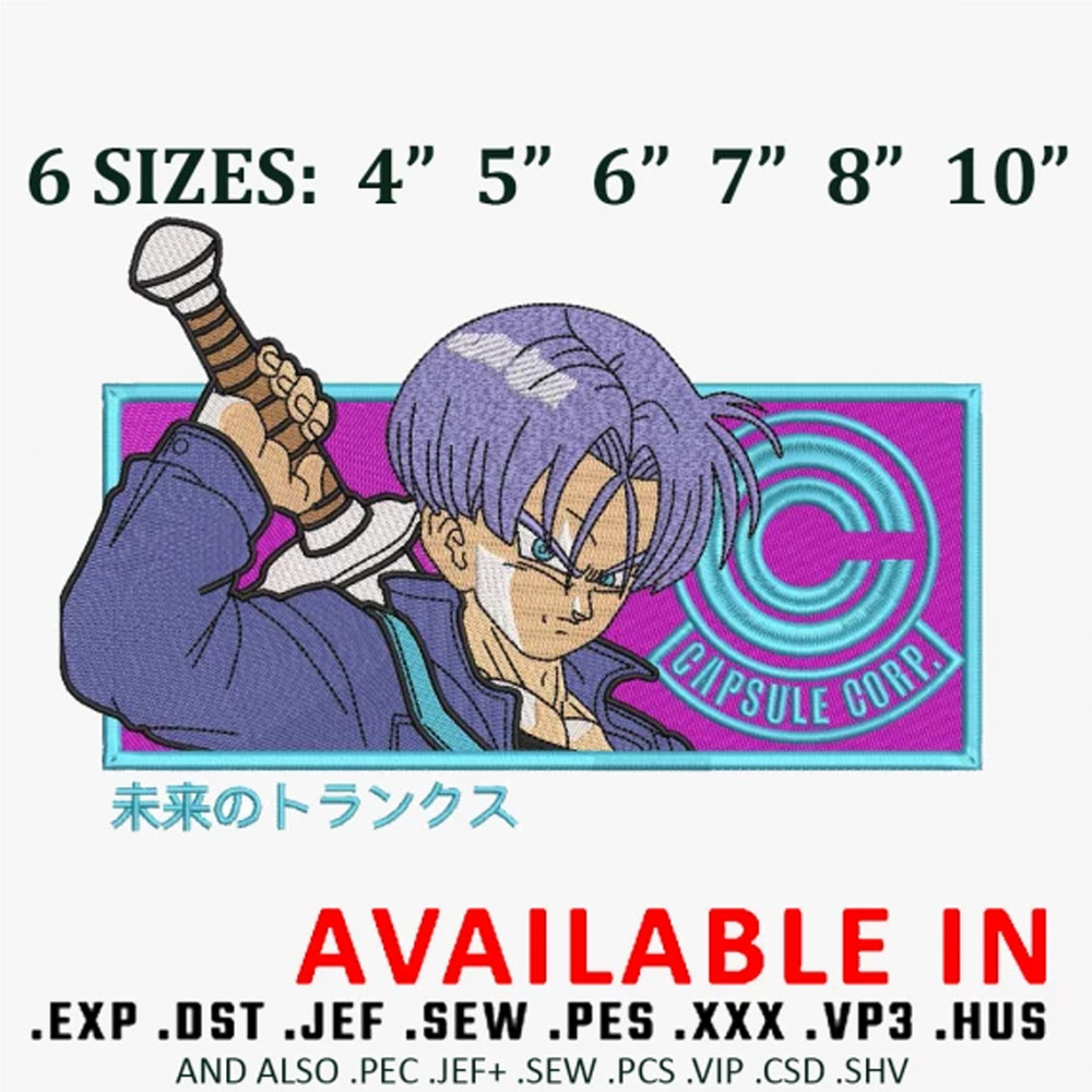 Future trunks Embroidery Design