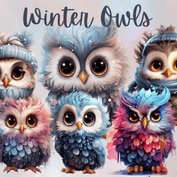 Watercolor Snowy Owl Clipart for Sublimation,Winter owl clipart, owl clipart, owl png
