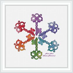 cross stitch pattern mandala snowflake keys silhouette rainbow monochrome pillow napkin counted crossstitch patterns pdf