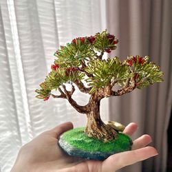 Handmade miniature beaded bonsai tree