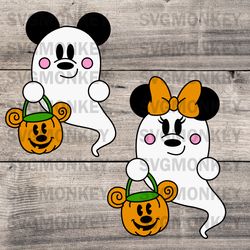 Halloween Ghost Mickey Boy Mouse Minnie Girl Mouse SVG DXF PNG EPS