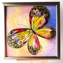 Bright butterfly textured acrylic painting insect art