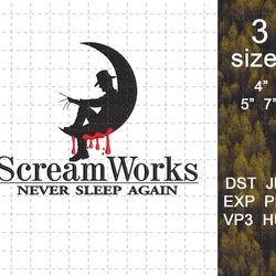 never sleep again embroidery design, horror characters embroidery machine design, halloween movie embroidery file