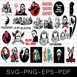 horror movie svg bundle, halloween cut file, michael myers svg, freddy kreuger clipart, jason svg