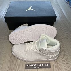 nike air jordan mid all white sneakers