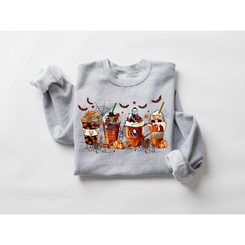 Skeleton Coffee Cups Sweatshirt, Coffee Cups Sweatshirt, Skull Coffee Cup Sweatshirt, Skeleton Halloween Sweatshirt, Coffee Lover Sweatshirt1.png