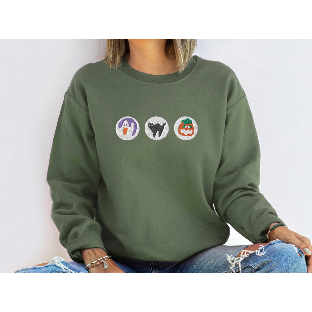 Halloween Cookies Boo Embroidered Sweatshirt, Spooky Season Crewneck Sweatshirt, Ghost and Pumpkin Embroidered1.png