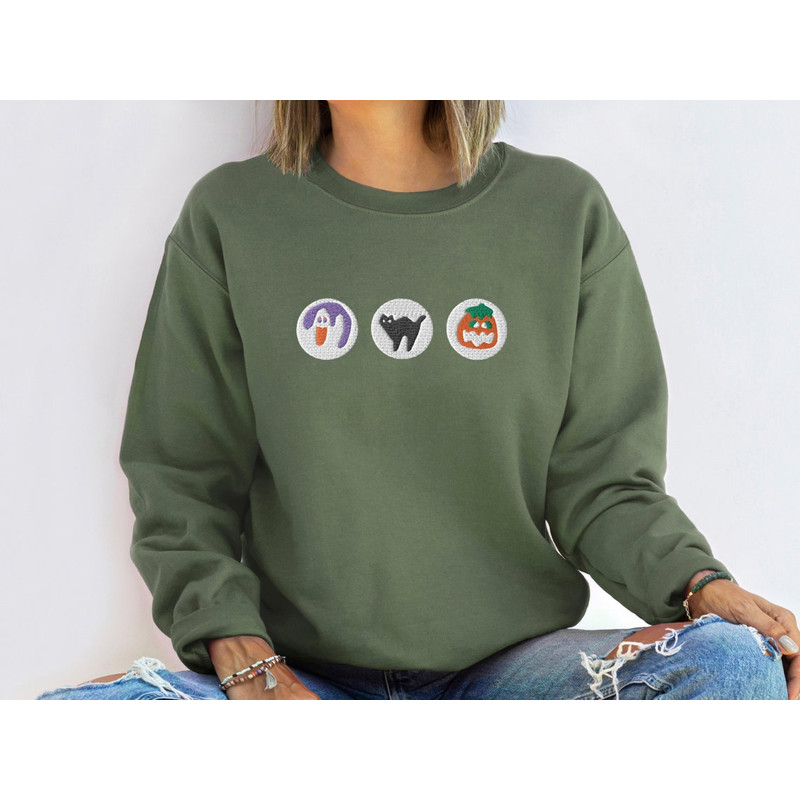 Halloween Cookies Boo Embroidered Sweatshirt, Spooky Season Crewneck Sweatshirt, Ghost and Pumpkin Embroidered1.png