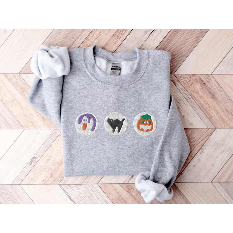 Halloween Cookies Boo Embroidered Sweatshirt, Spooky Season Crewneck Sweatshirt, Ghost and Pumpkin Embroidered2.png