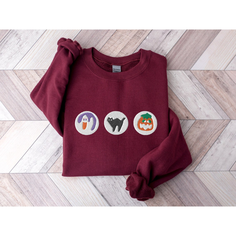 Halloween Cookies Boo Embroidered Sweatshirt, Spooky Season Crewneck Sweatshirt, Ghost and Pumpkin Embroidered3.png