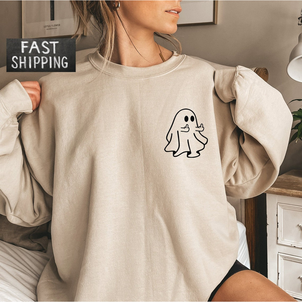 Ghost Middle Finger Sweatshirt, Halloween Crewneck, Halloween Ghost Hoodie, Spooky Season, Funny Ghost Shirt1.png