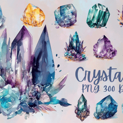 Crystal clipart, Crystal digital download designs, Sublimation crystal illustrations, Crystal PNG files,Gemstone artwork