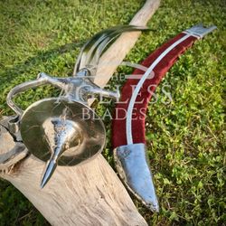 Talwar / Tulwar Hand Forged In Fire Hand Hammered 80crv2 Steel Full Tang, Solid steel handle with scabbard