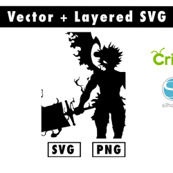 black clover svg and png files for cricut machine , anime svg , manga svg , goku svg