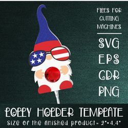 Fourth Of July Gnome | Lollipop Holder | Paper Craft Template SVG