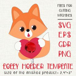 Fox Lollipop Holder | Valentines Paper Craft Template SVG