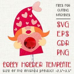 Gnome  Girl  Lollipop Holder | Valentines Paper Craft Template SVG