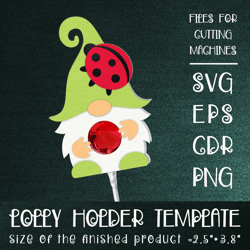 Gnome and  Ladybug | Lollipop Holder |  Paper Craft Template SVG