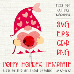 Gnome Lollipop Holder | Valentine Paper Craft Template SVG