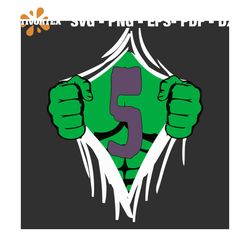 Green Man Chest Superhero Birthday svg For 5 Years Old Boys SVG PNG DXF EPS PDF