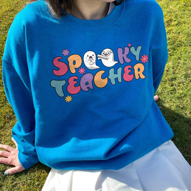 Halloween Sweatshirts, Spooky Teacher Shirt, Teacher Hoodie, Teacher Halloween Shirts, Retro Halloween Teacher, Kindergarten Teacher Tee - 6.jpg