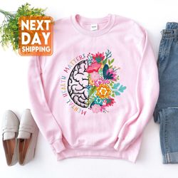 mental health matters, mental health sweatshirt, plant lovers gift, gardening gift, flower hoodie, f