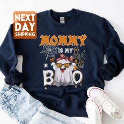 mommy is my boo halloween boo ghost sunglasses lover family t-shirt, spooky vibe sweatshirt, fall tr
