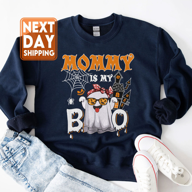 Mommy Is My Boo Halloween Boo Ghost Sunglasses Lover Family T-Shirt, Spooky Vibe Sweatshirt, Fall Trendy Hoodie - 1.jpg