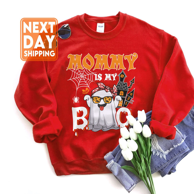 Mommy Is My Boo Halloween Boo Ghost Sunglasses Lover Family T-Shirt, Spooky Vibe Sweatshirt, Fall Trendy Hoodie - 3.jpg