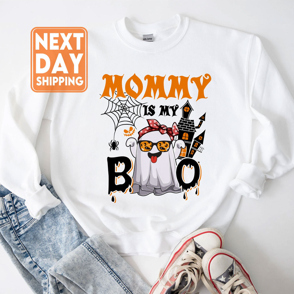 Mommy Is My Boo Halloween Boo Ghost Sunglasses Lover Family T-Shirt, Spooky Vibe Sweatshirt, Fall Trendy Hoodie - 4.jpg
