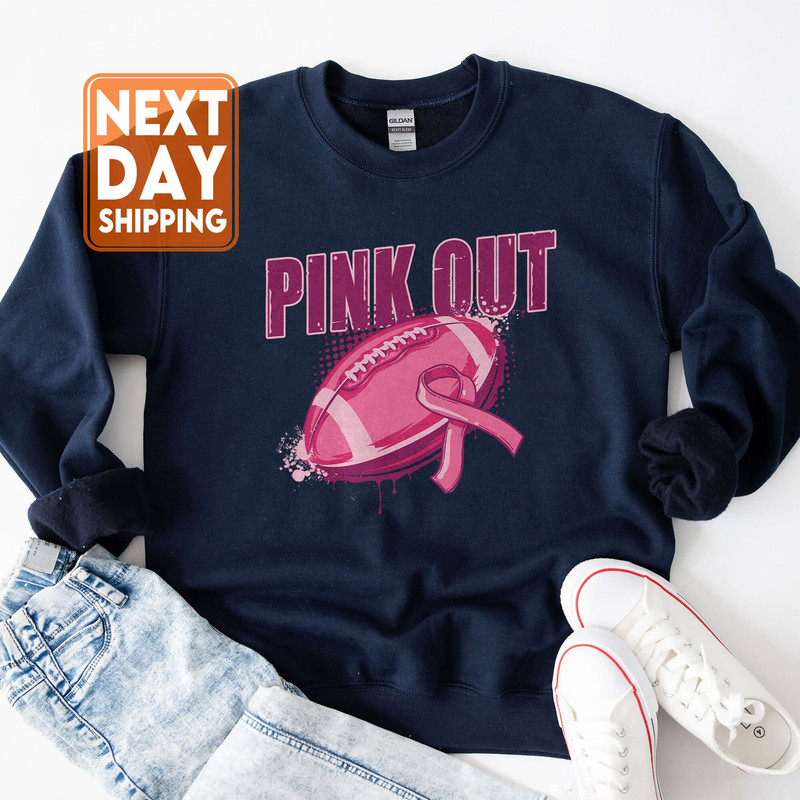 Pink Out Sweatshirt, Breast Cancer Awareness Shirt, Football Halloween Crewneck, Pink Ribbon Leopard Hoodie - 4.jpg