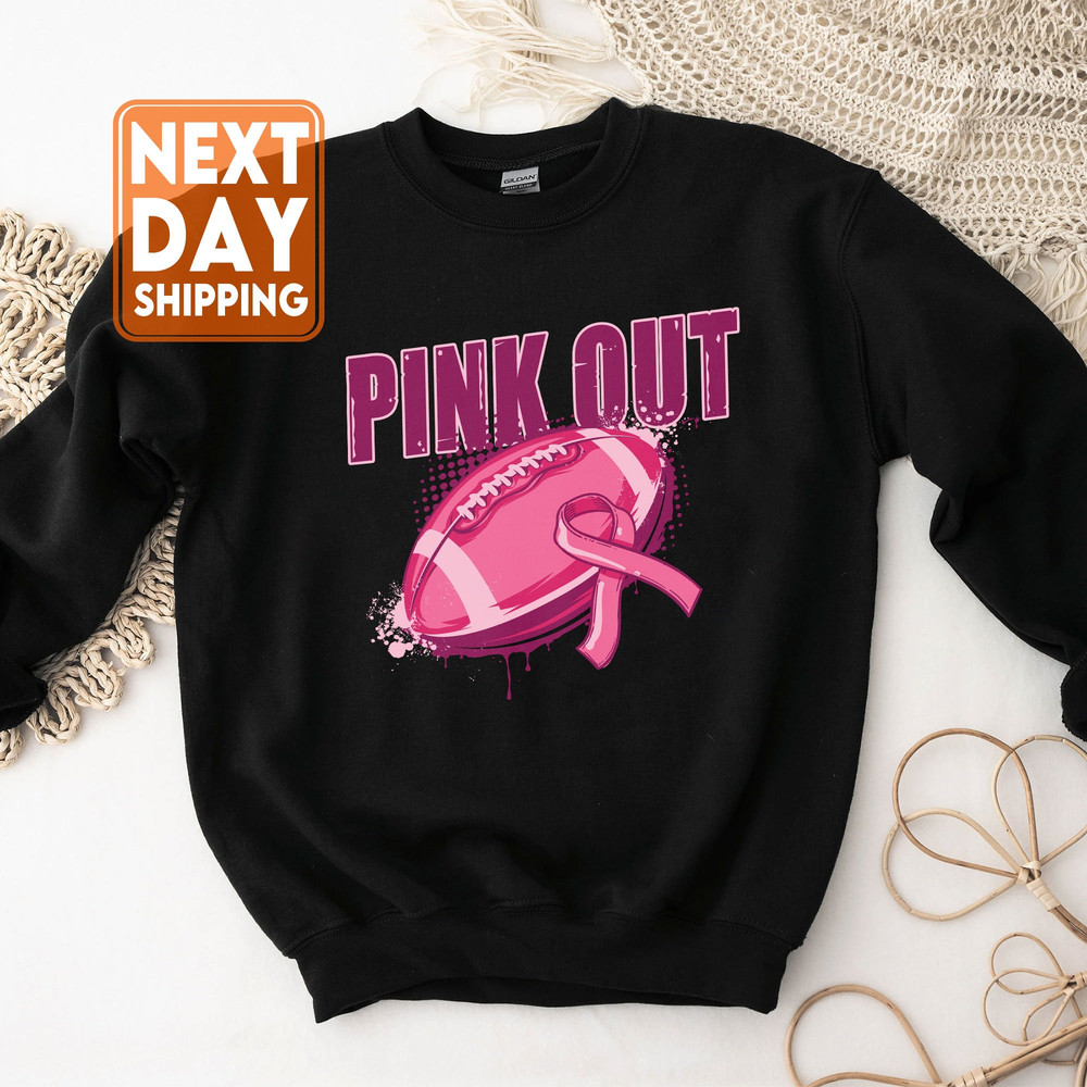 Pink Out Sweatshirt, Breast Cancer Awareness Shirt, Football Halloween Crewneck, Pink Ribbon Leopard Hoodie - 5.jpg