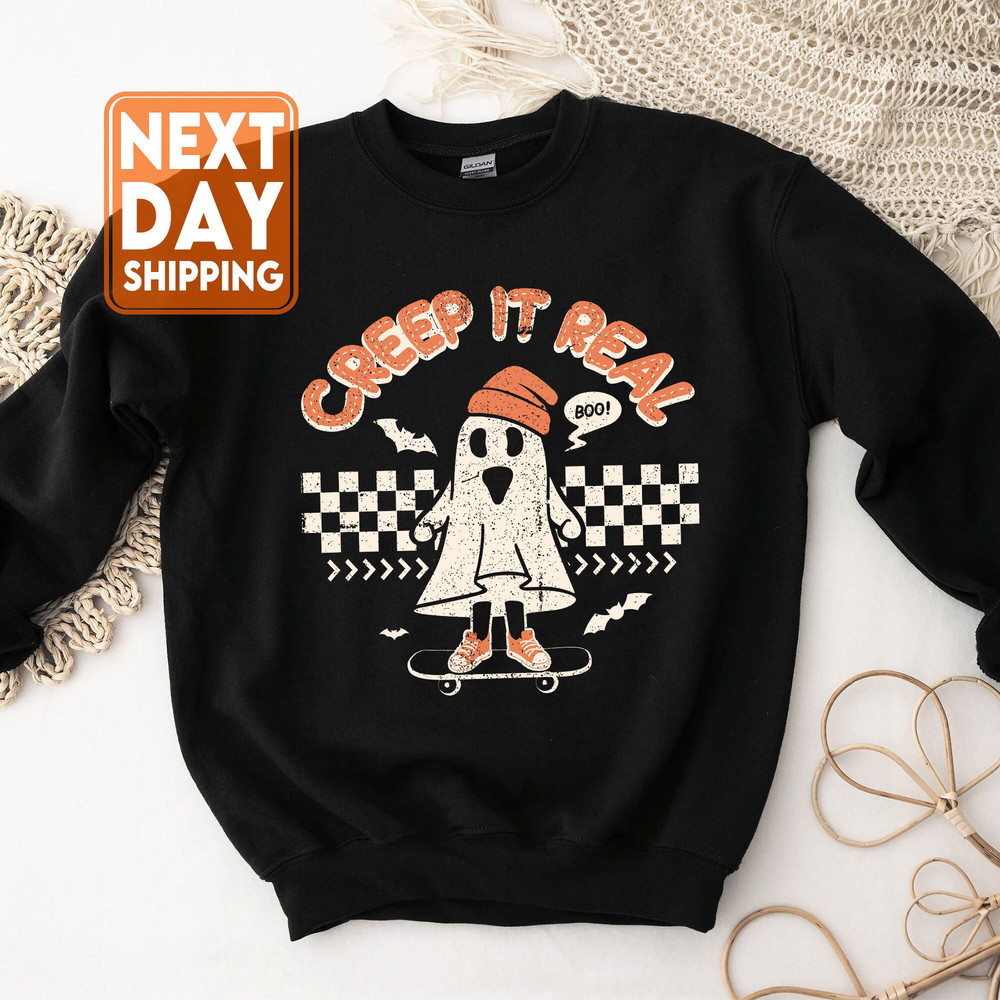 Retro Halloween Spooky Sweatshirt, Creep it Real Shirt, Vintage Ghost Halloween Shirt, Witch Hoodie, Retro Fall Shirt, Fall Shirt - 3.jpg